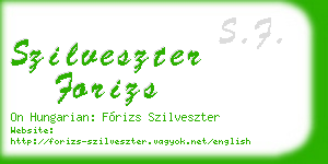 szilveszter forizs business card